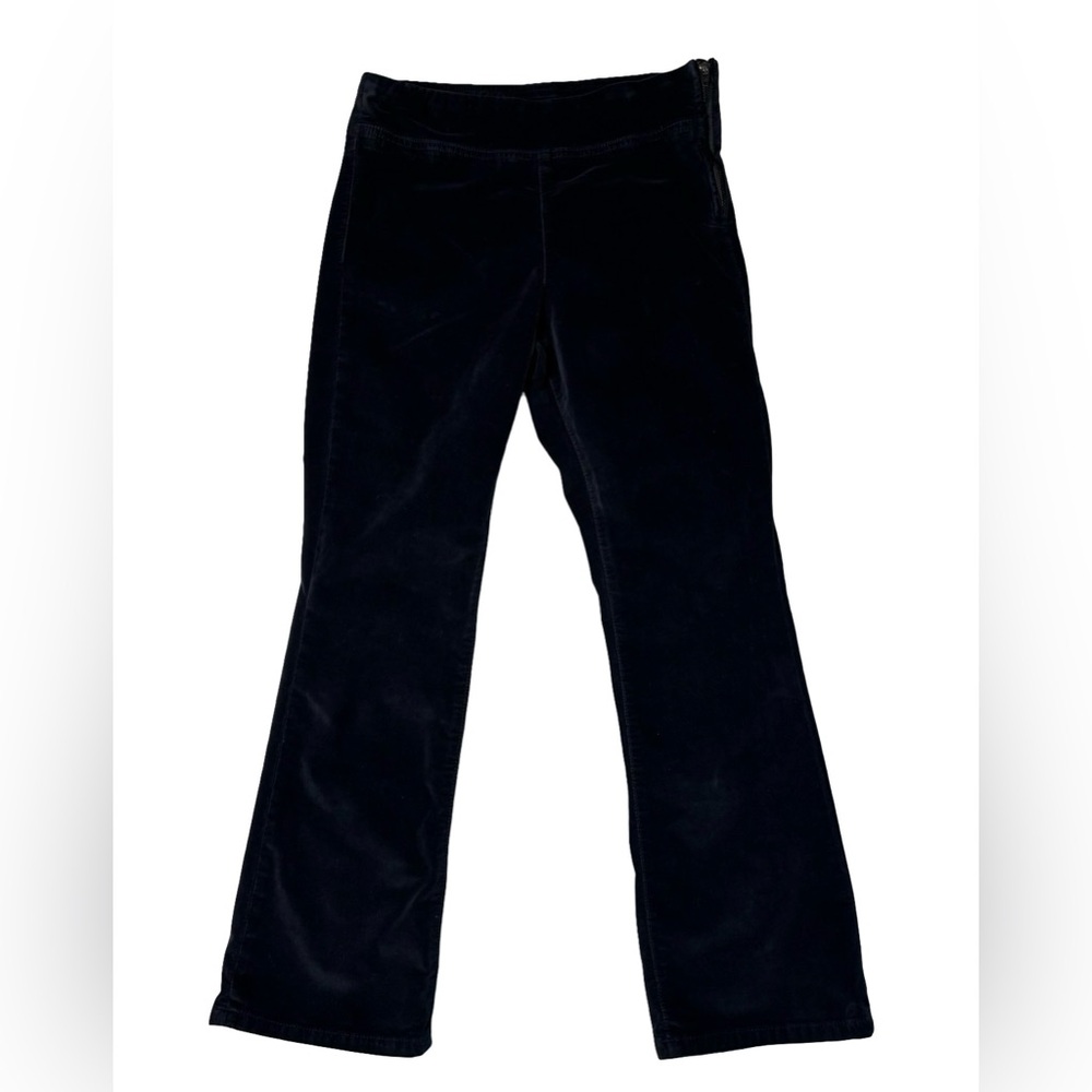 Free People Black Velvet Flat Front Side Zip Bootcut Pants Cotton Spandex SZ XS